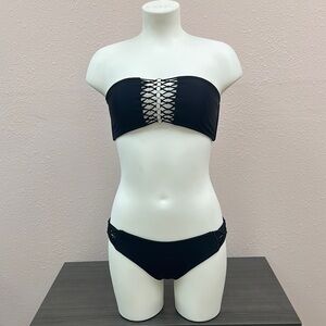 Mikoh Black Strapless Bikini with Lace Detail